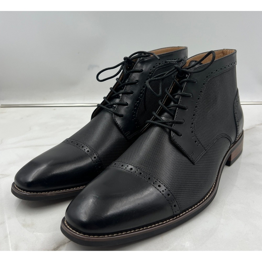 La Milano Johnell Dress Boots Men's Size 12 Black Cap Toe Lace Ups